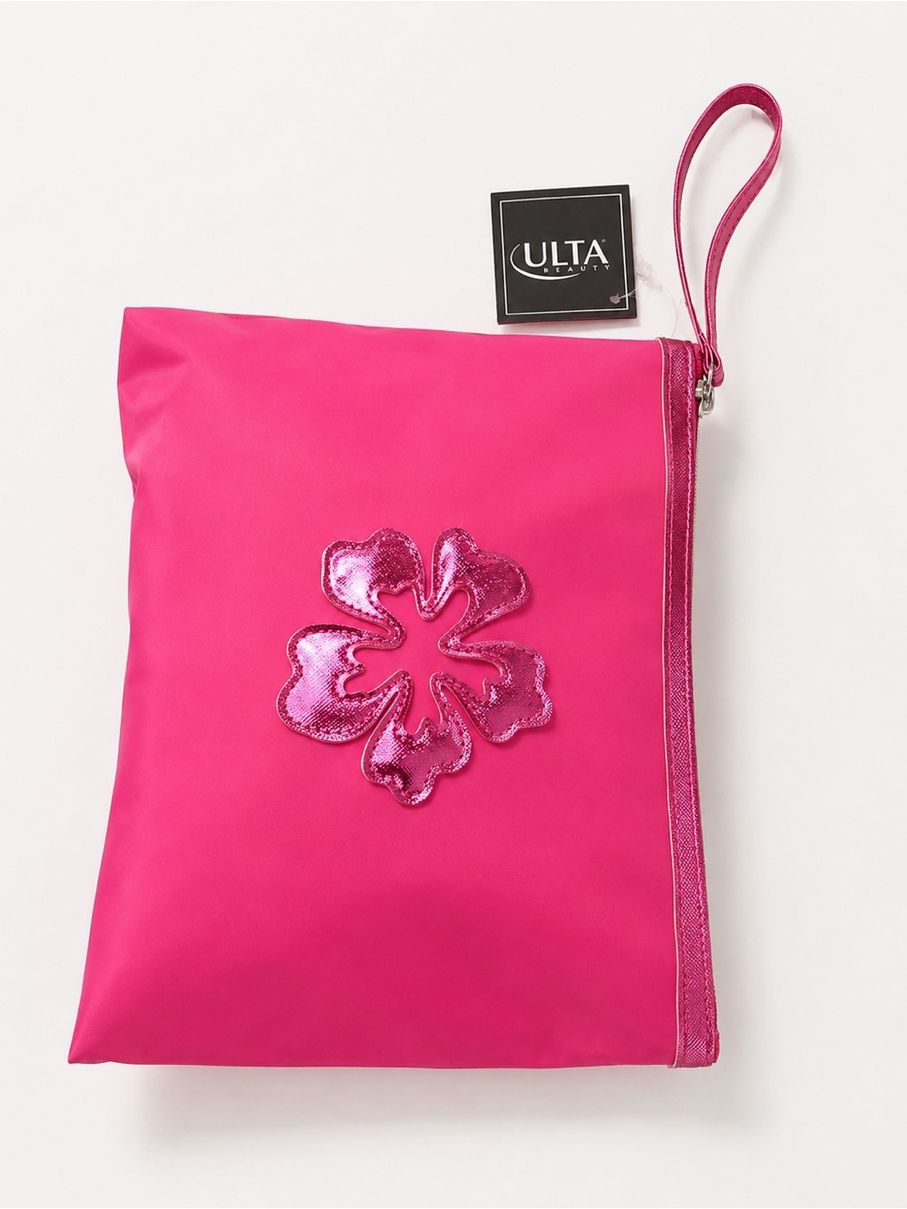 Ulta Beauty Bright Pink Silicone Sequin Floral Wristlet